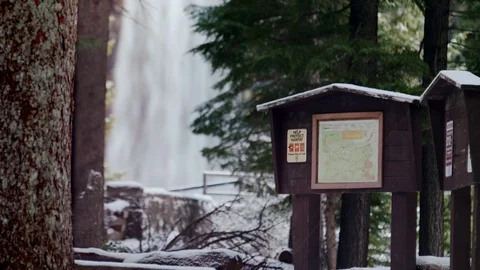 Help Protect Habitat sign in front of Tumalo Falls Stock Footage 83234974