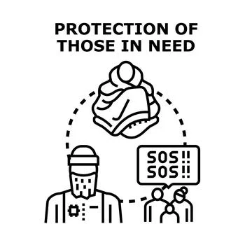 Help protecting vulnerable people facing emergency situation Stockillustratie