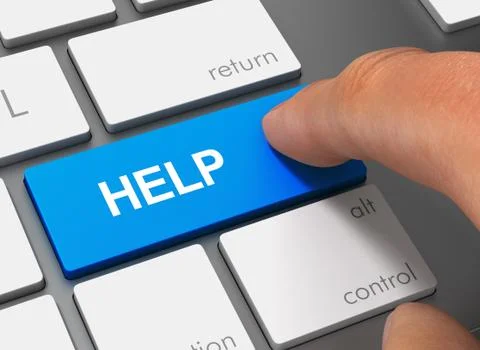 Help pushing keyboard with finger 3d illustration Stockillustratie