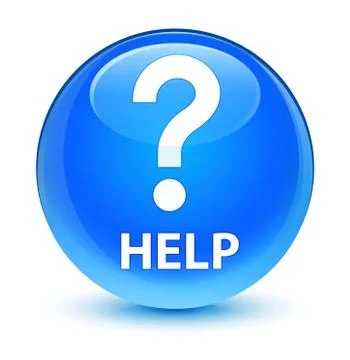Help (question icon) glassy cyan blue round button Stock Illustration