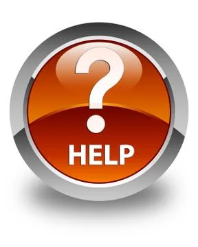 Help (question icon) glossy brown round button Stock Illustration