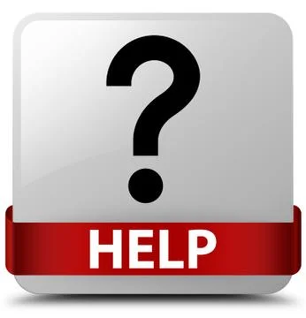 Help (question icon) white square button red ribbon in middle Stock Illustration