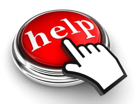 Help red button and pointer hand Stock Illustration