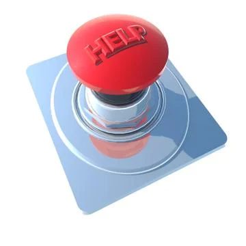 Help red button over metallic surface Stock Illustration