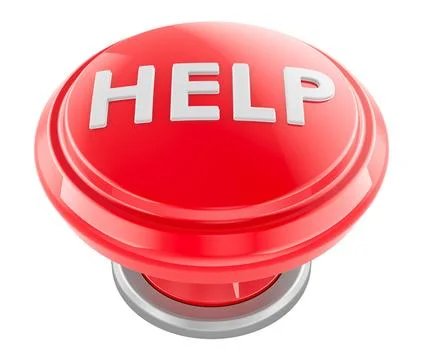 HELP red round push button, emergency or assistance concept. 3D rendering Stock Illustration