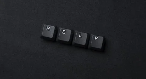 Help Request Concept With Keyboard Keys On Dark Background Stock Photos