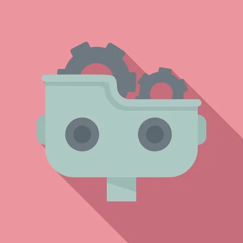 Help robot icon flat vector. Housework bot Stock Illustration