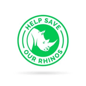 Help save our Rhinos from illegal hunting icon badge Stock Illustration