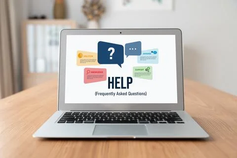Help screen on the website provide answer to FAQ snugly Stock Photos