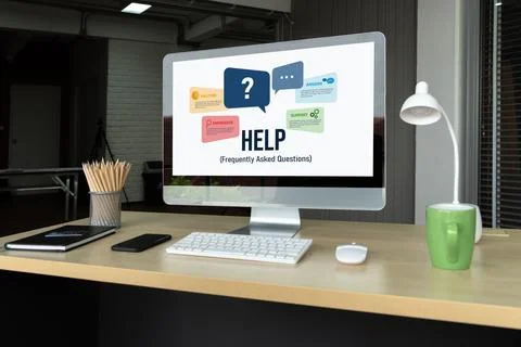 Help screen on the website provide answer to FAQ snugly 写真素材