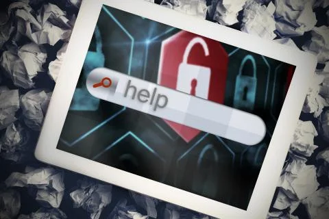 Help in search bar on tablet screen Stock Illustration