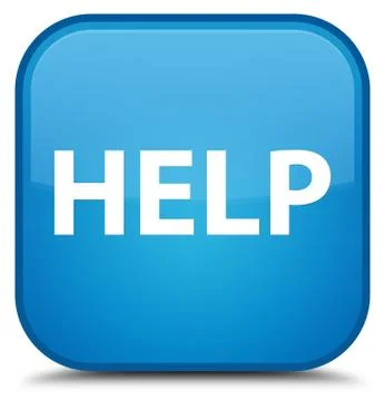 Help special cyan blue square button Stock Illustration