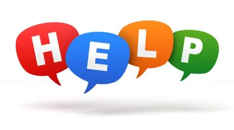 Help speech bubbles 3d concept illustration Stock Illustration