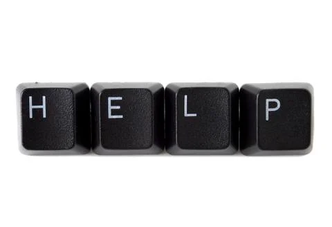 Help spelled on keyboard black Stock Photos