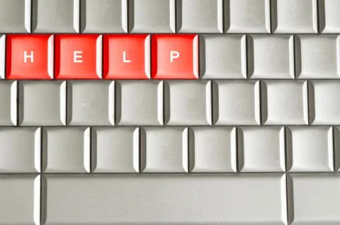 Help spelled on a keyboard Foto stock