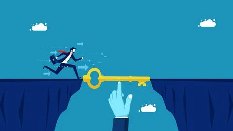 Help to succeed. Business team manager uses keys to bridge the gap Stock Illustration