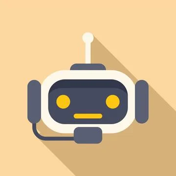 Help support bot icon flat vector. Online center call Illustrazione stock