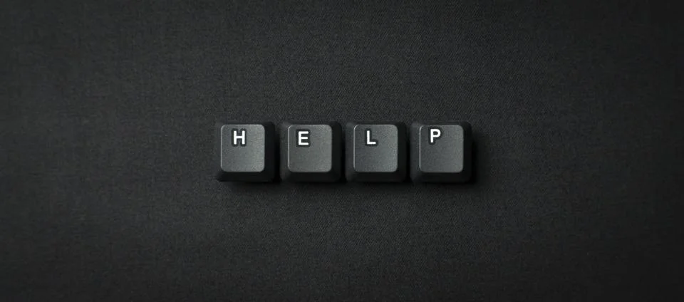 Help Support Concept With Keyboard Keycaps On Dark Background Stock Photos