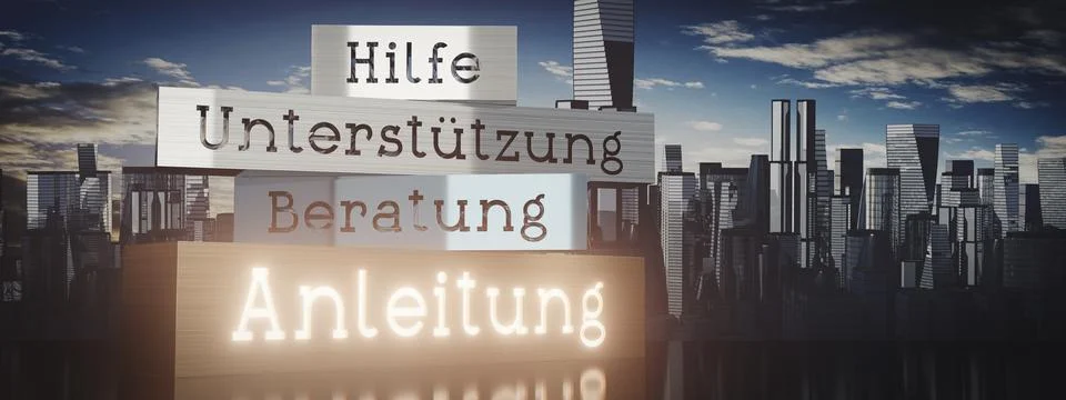 Help, Support, Consulting, Guidance in German - 3D illustration Stock Illustration