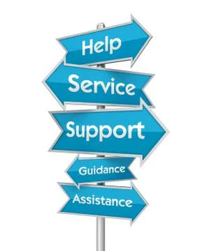 Help support signs concept  3d illustration Stock Illustration
