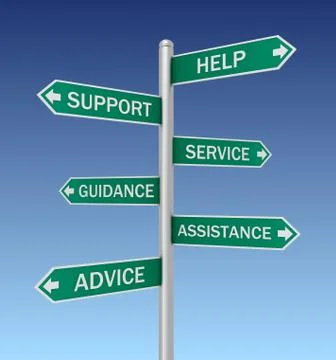 Help support signs concept  3d illustration Stock Illustration