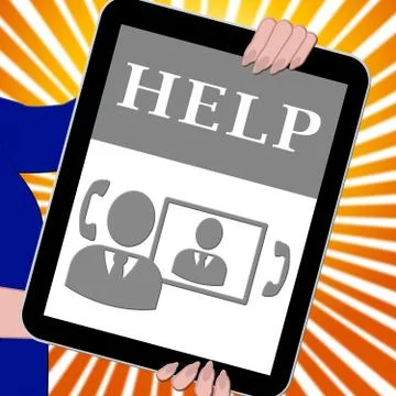 Help Tablet Means World Wide Web 3d Illustration Stock Illustration