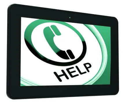 Help tablet shows call for advice or assistance Stock Illustration