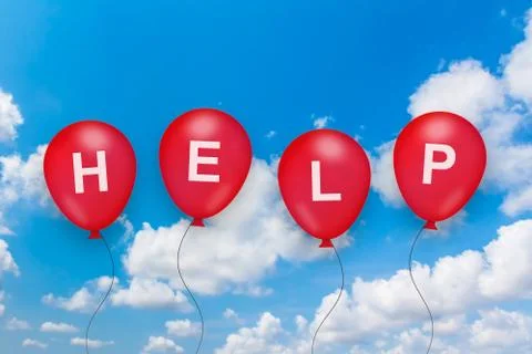 Help text on balloon Stock Photos