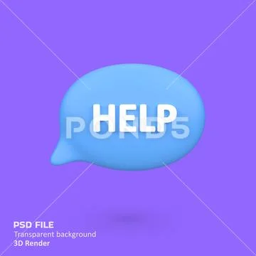 Help Text Bubble isolated 3d render icon illustration PSD Template
