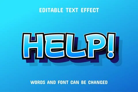 Help text - editable gradient text effect Illustrazione stock