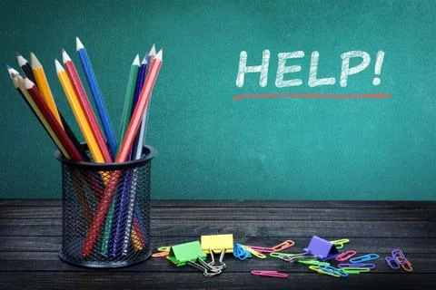 Help text on green board Stock Photos