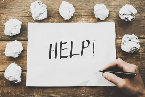 Help text on notebook Stock Photos