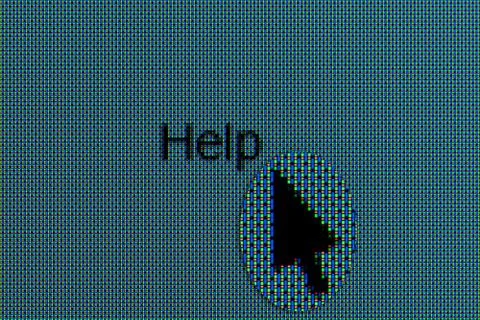 Help text super macro in OLED screen with mouse pointer Stock Photos