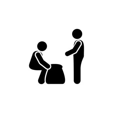 Help two man icon. Simple glyph pictogram vector of volunteer icons for ui and Stock Illustration