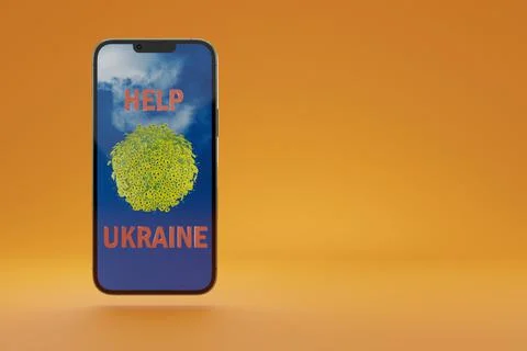 Help Ukraine donation concept with copyspace. Armed conflict in Europe. 3d Stock Illustration
