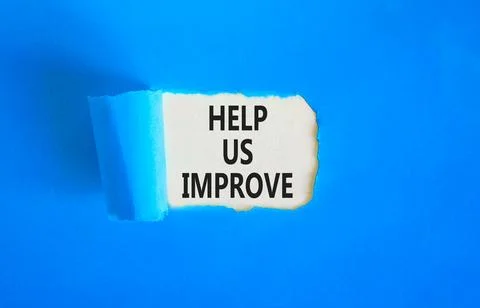 Help us improve symbol. Concept words Help us improve on beautiful white pa.. Stock Photos