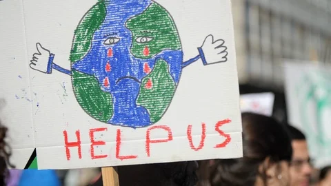 Help Us Poster on a Demonstration due to Climate Change.  Video stock 98271231