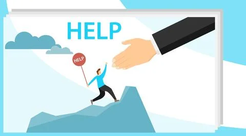 Help vector illustration. Helping hand. Flat tiny emergency assistance Ilustración de archivo