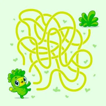 Help vegan character find path to salad. Labyrinth. Maze game for kids. Vect Stock Illustration