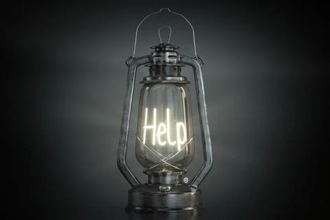 Help - Vintage Kerosene Lantern - 3d illustration Stock Illustration
