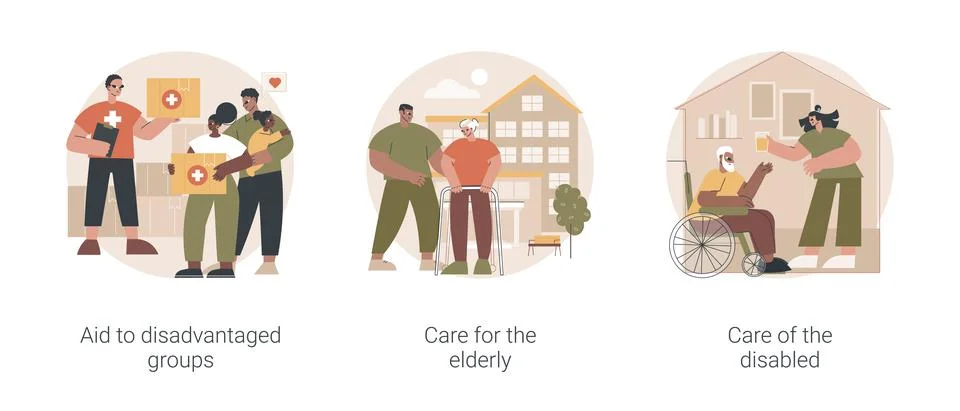Help vulnerable people abstract concept vector illustrations. Stock Illustration
