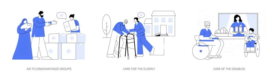 Help vulnerable people abstract concept vector illustrations. Stock Illustration