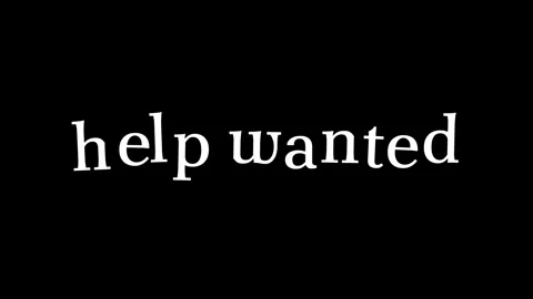 Help wanted animated text on black background Stock Footage 320301067