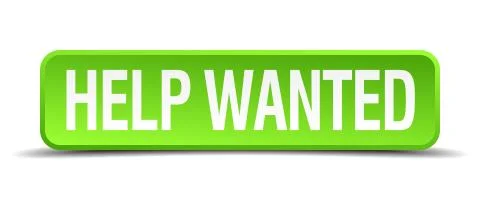 Help wanted green 3d realistic square isolated button Illustrazione stock