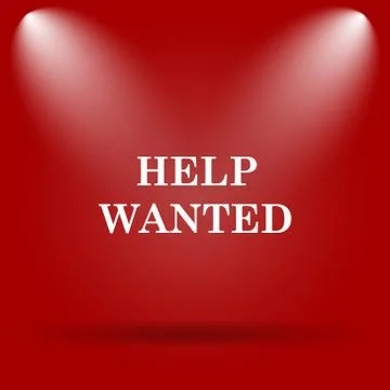 Help wanted icon. Flat icon on red background.. Stock Illustration