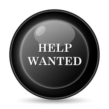 Help wanted icon. internet button on white background.. Stock Illustration