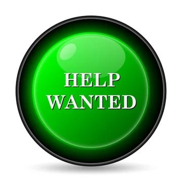  help wanted icon. internet button on white background.. Illustrazione stock
