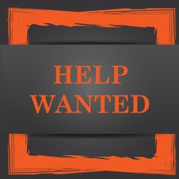Help wanted icon. Internet button on grey background.. Illustrazione stock