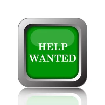 Help wanted icon. Internet button on black background.. Stock Illustration