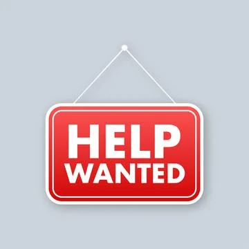 Help Wanted icon, Sign. Help Wanted label. Vector stock illustration Illustrazione stock